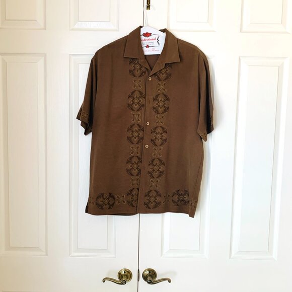 TOMMY BAHAMA  Mens Lavishly Embroidered Tropical Silk Hawaiian Camp Shirt  Sz XL - Picture 3 of 9